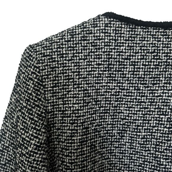 NEW Express $128 White Black Tweed Jacket Blazer Cropped 3/4 Sleeve Women’s 10 - Picture 12 of 16